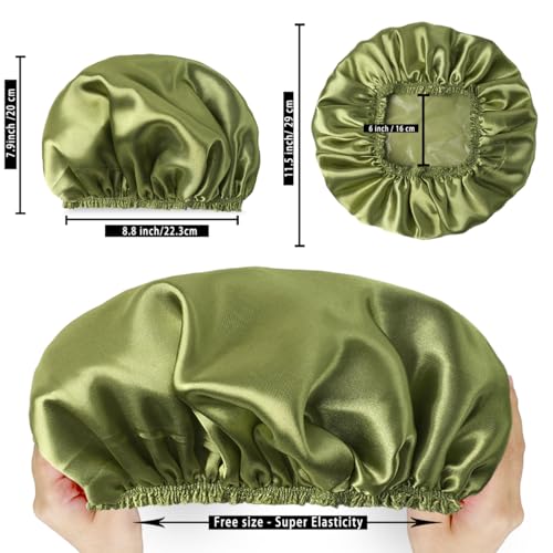 4 PCS Shower Cap for Women, Elastic and Reusable Bath Caps, Double Layers Shower Caps Reusable Waterproof, Bathing Shower Caps, Environmental Bath Hair Protection Cap -Gold+Green+Silver Gray+Brown - color: Gold+Green+Silver Gray+Brown