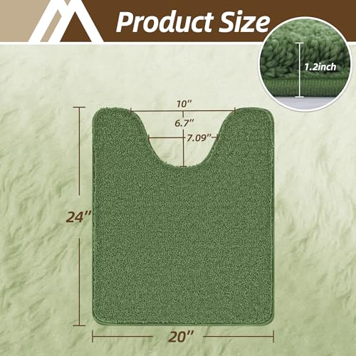 COSY HOMEER Toilet Rugs U-Shaped 24"x20",Soft Absorbent Bath Mat with Non-Slip TPR Backing, Machine Washable Shaggy Bath Rug for Toilet,Green - color: Green, size: 1'8" x 2' (U-Shape)