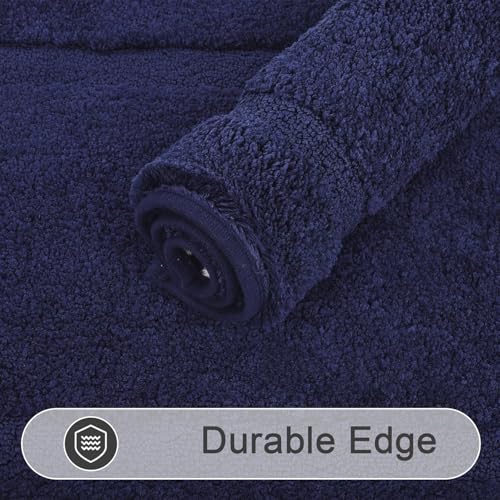 SHACOS Microfiber Bathroom Rugs Set of 3 with Toilet Lid Cover | Non Slip Washable Bath Mat Absorbent Bathroom Carpet 16"x24"+U Shape Toilet Rug 20"x24"+Toilet Lid Cover 19"x21", Navy Blue - color: Navy Blue, size: 16"x24"+U-Shape 20"x24"+Lid Cover 19"x21