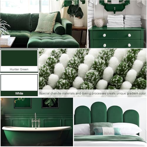 BSICPRO Bathroom Rugs Sets 3 Piece, Toilet Rugs U-Shaped Contour Bath Mat Set, Striped Absorbent Non Slip Chenille Shower Mat, Hunter Green - color: Hunter Green, size: 20"x32"+16"x24"+U Shape 20"x24"