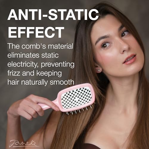 Janeke Superbrush Detangling Brush for Soft Smoothing Hair Brushing with Anti-Static Bristles - Vented Wet Hair Brush for Blow Drying Use - Perfect for Curly, Thick, Wavy, Fine Hair Types (Pink) - color: Pink Superbrush