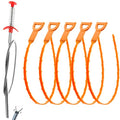 Drain Clog Remover Snake Tool for Hair and Debris, Unclog Toilet, Sink, Shower, Bathtub, Sewer - color: Orange 6+1