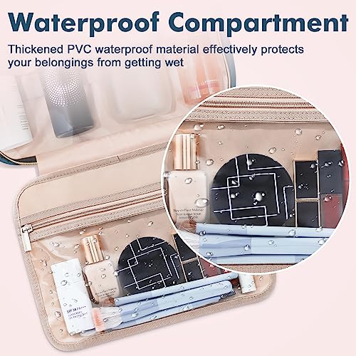 Wedama Toiletry Bag for Women, Large Cosmetic Travel Bag, Hanging Toiletry Bag for Bathroom, Thickened PVC Waterproof Makeup Bag, Toiletries Bag for Travel Business Trips and Camping, Dark Blue - color: Til Blue, size: Large, style: Minimalist