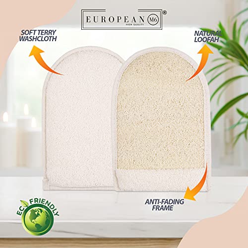 Loofah Body Scrubber - Natural Egyptian Exfoliating Mitt for Shower & Bath | Dual-Sided Organic Luffa Sponge Glove | Large Size Deep Body Cleansing for Women & Men (1 Count) - size: 1 Count (Pack of 1)