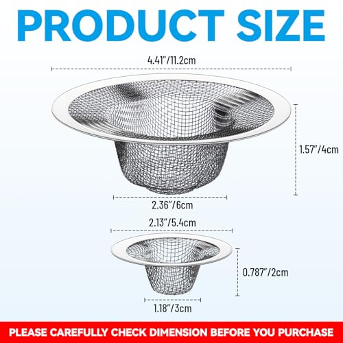4.5" Top / 2.5" and 2.125" Top / 1" Basket Drain Strainer | 4Pcs Sink Drain Hair Catcher, Bathroom Sink Drain Strainer - size: 4Pcs All