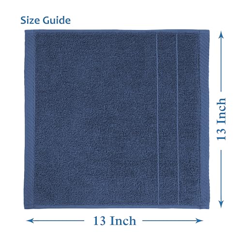 Casa Platino Cotton Washcloths - Pack of 12, (13"x13") - Wash Cloth Set for Bathroom - Durable Reinforced Stitching, Quick Dry, Softer & Highly Absorbent - Wash Cloths for Your face - Navy Blue - color: 04: Navy, size: 12 Piece Wash Cloth