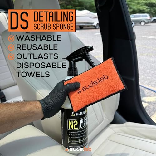 Suds Lab DS Microfiber Detailing Scrub Pad 3 Pack - Car Interior Cleaning & Detailing Microfiber Scrub Pads - Set of 3 - Safe On Leather, Vinyl, Plastic, Etc. - size: Set of 3