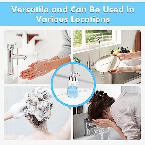 Thick Glass Soap Dispenser with Rust Proof Stainless Steel Pump, Clear Foam Soap Dispenser with Wide Opening for Kitchen and Bathroom（15 Oz） - color: 1 Pcs
