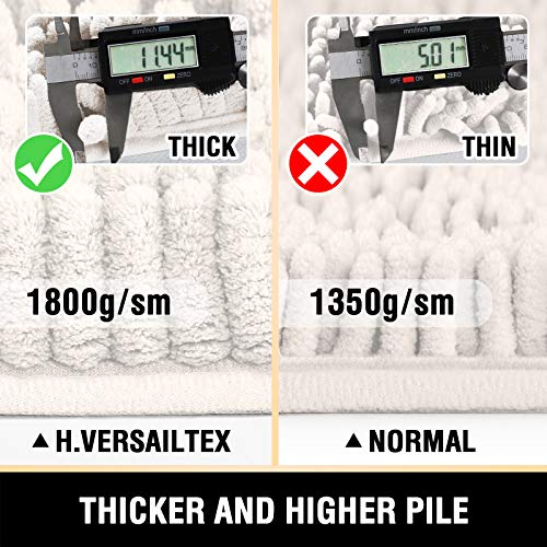H.VERSAILTEX Bathroom Rugs, Bath Mats Non Slip Luxury Chenille Extra Soft Absorbent Shaggy, Washable Fast Dry Sets 2 Piece for Bathroom (Ivory, 20" x 32"/17" x 24") - color: Ivory, size: 20" x 32" Plus 17" x 24"