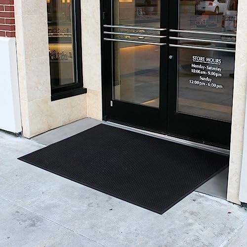 Guardian Easy Step Scraper 2X3 (23in x 35in) Indoor/Outdoor, Heavy-Duty, Solid Rubber Floor Mat,Black - size: 35"L x 23"W x 0.3"Th