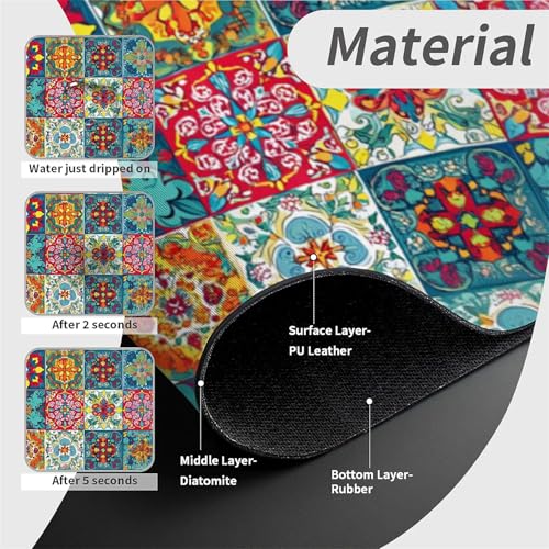 Faucet Fast Absorbent Pad - Retro Mosaic Bohemian Style Drying Pad, Suitable For Kitchen, Bathroom, Island And Other Scenes - color: Retro mosaic bohemian style
