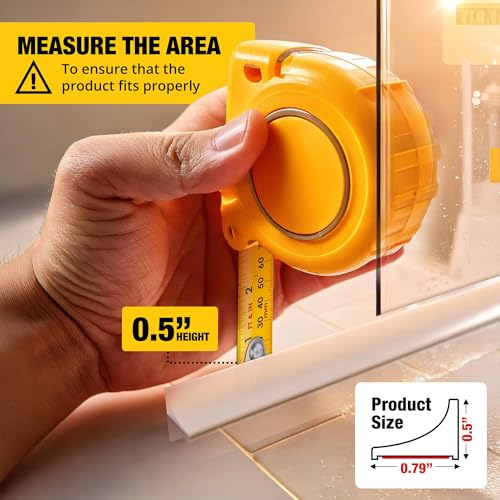 Shower Threshold Water Dam Barrier 98" - White Collapsible Walk in Shower Water Guard - Door Bottom Seal Strip Leak Guard by Hippo Dam - color: White, style: 98