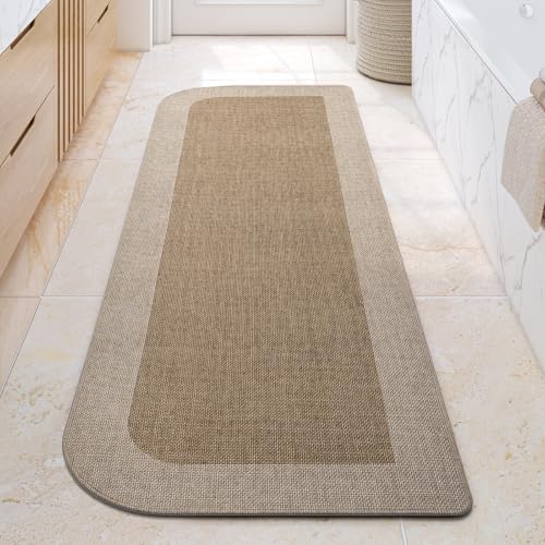 YDKGL Bathroom Runner Rug, Thin Bath Mat Non Slip Washable Large Bathroom Rugs, Rubber Backing Quick Dry for Floor, Tub and Shower, Brown Beige 24x70 - color: A-beige Brown, size: 24"x 70"