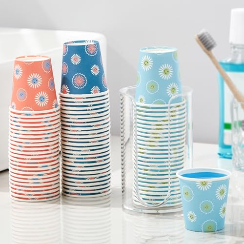 SIUQ 300 Pack 3 oz Paper Cups, Disposable Bathroom Cups, Small Mouthwash Cup, Hot/Cold Beverage Drinking Cups, Mini Paper Cups for Bathroom, Birthday Party, Travel, Events, Picnic, BBQ (Daisy) - color: Daisy 3oz-300 pack