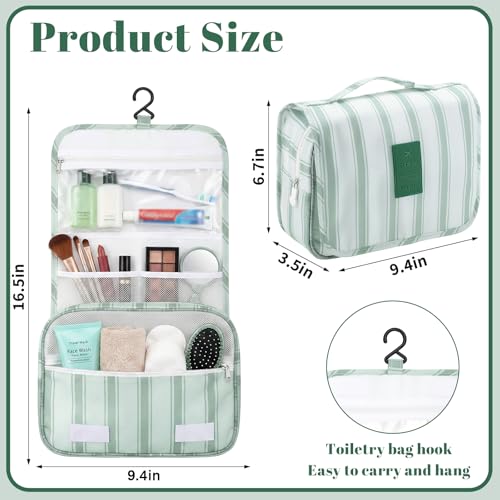 Pengxiaomei Toiletry Bag for Women, Waterproof Hanging Cosmetic Bag Portable Makeup Pouch Multifunction Handle Travel Toiletry Bag for Teen Girl Gifts (Sage Green) - color: Sage Green