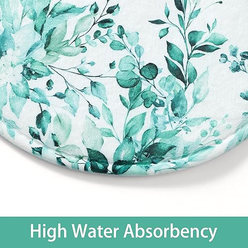 MitoVilla 4 Pcs Teal Blue Eucalyptus Bathroom Sets with Shower Curtain and Rugs, Plant Leaves Shower Curtain Sets for Chic Bathroom Decor, Bathroom Decor Curtain Sets with Mats and Accessories - color: Teal