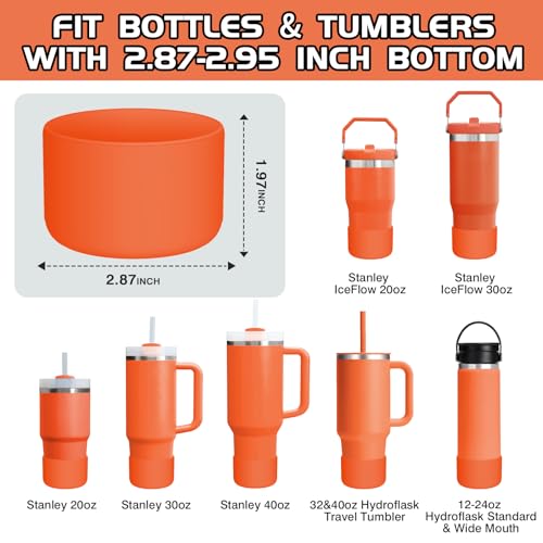 WUQID Silicone Boot Sleeve Compatible with Hydro Flask Travel Tumbler with Handle 32oz&40oz and 12-24oz Hydroflask Bottle & Stanley 20 30 40oz Tumbler, Fit 2.83-2.95in Bottom, Anti-Slip Bottle Cover - color: Tigerlily Plum
