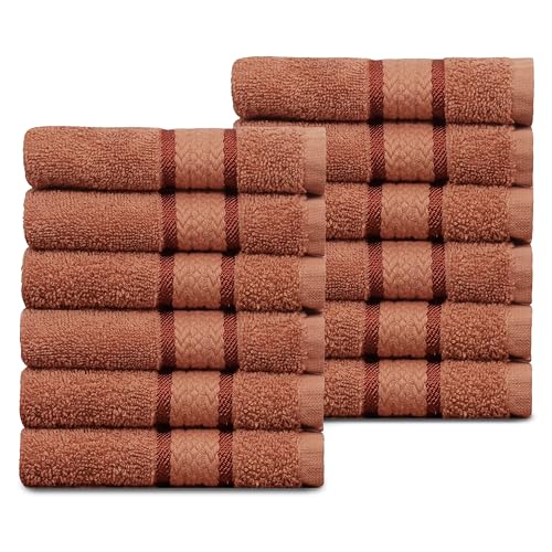 COTTON CRAFT Ultra Soft Washcloths - 12 Pack Luxury Washcloths - 100% Cotton Plush Absorbent 580 GSM Face Towels - Machine Washable Quick Dry Durable Wash Cloth Set - Bathroom Spa Gym Skincare - Mocha - color: Mocha, size: 12 Pack Wash Cloths