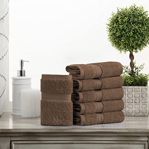 Superior Egyptian Cotton Plush & Absorbent, Face Towel Set of 6, Chocolate | Quick Dry, Soft Luxury Towel Set, Bath Essentials for Bathroom, Guest Bath, Spa, 2 Piece Face, Madeline Towels - color: Chocolate, size: Face Towel 6-Pack