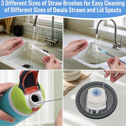 XANGNIER 5 Pcs Water Bottle Cleaner Brush Set for Owala 24oz/32oz/40oz Cup,Multifunctional Bottle Brush and Long Straw Cleaner Brush,Cleaning Kit for Owala/Stanley/Yeti Tumbler Cup Accessories - size: 5 pack