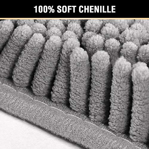 H.VERSAILTEX Original Luxury Chenille Bathroom Rug Mat (32" x 20"/20" x 20"), Extra Soft & Absorbent Shaggy Rugs, Machine Wash/Dry, Perfect Plush Carpet Mats for Tub (Curved Set, Gray) - color: Grey, size: 20" x 32" Plus 20" x 20"