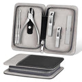 Manicure Set, Nail Cutters Set with Travel Leather Case, Professional Manicure Tools for Thick Nail & Ingrown Nail, Nail Cutters for Men and Women, Silver