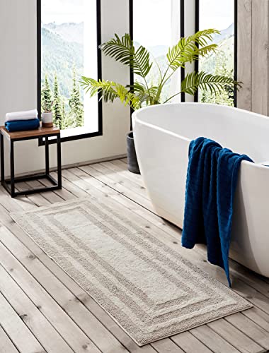 Eddie Bauer - Bathroom Rug, 100% Soft Plush Tufted Cotton Runner Rug, Highly Absorbent, Quick-Dry, and Skid-Resistant Backing (Logan Beige, 22" x 60") - color: Beige, style: 22" x 60"