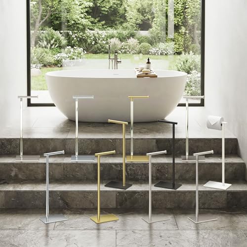 Gatco 1431PN Modern Rectangle Base Freestanding Toilet Paper Holder, 21.25", Polished Nickel with Weighted Base - color: Polished Nickel, 21.25"h