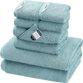 SEMAXE 8-Piece Cotton Bath Towel Set with Hanging Loops for Bathroom, Blue | Complete starter set for daily showers, sink-side use, small bathrooms, and guest baths, OEKO-TEX certified, easy care - color: A04: Blue