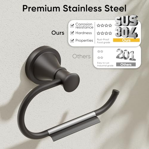 BESy Matte Black Toilet Tissue Paper Holder Matte Black Bathroom Accessories Toilet roll Paper Hanger, Wall Mounted, Rustproof - color: Matte Black