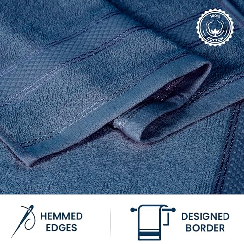 Casa Lino Face Towels & Body Wash Cloths for Showering - 100% Cotton Wash Cloths for Bathroom - Highly Absorbent & Quick Drying Washcloth Set - Cotton Washcloths 24 Pack (12" x 12") - (Cobalt Blue) - color: Navy