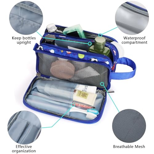 Kids Toiletry Bag for Boys, Travel Toiletry Bag for Little Young Boys Waterproof Hanging Wash Bag Toddler Traveling Toiletries, Soccer Balls Blue - color: Soccer Balls