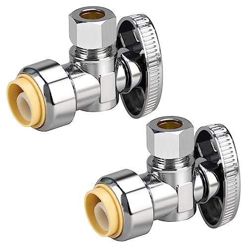 2pcs Angle Stop Valve, 1/2" PTC Input, 3/8" OD Compression Output | for Kitchen, Faucet, Toilet Valves - size: 2×Angle
