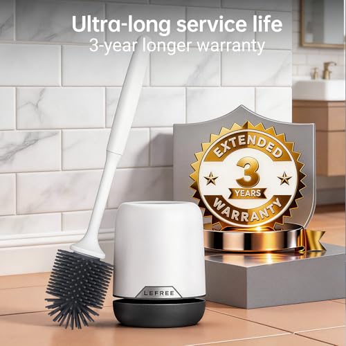 Lefree Silicone Toilet Brush and Holder Set with Ventilated Holder, Floor Standing & Wall Mounted Toilet Scrubber - color: Black, size: 1 Pack