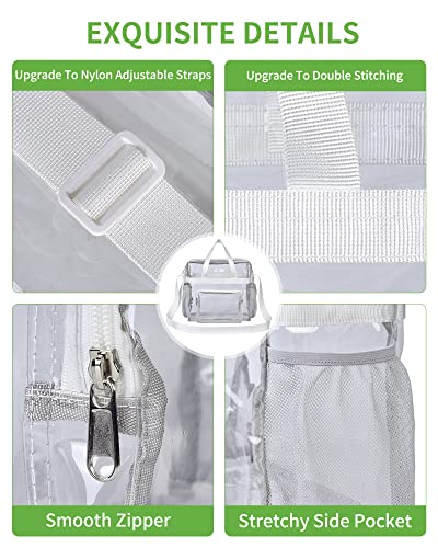 MAY TREE Clear Bag for Stadium Events 12×6×12 Clear Tote Lunch Bag with Reinforced Straps for Work, Sporting Events and Gym, White - color: White