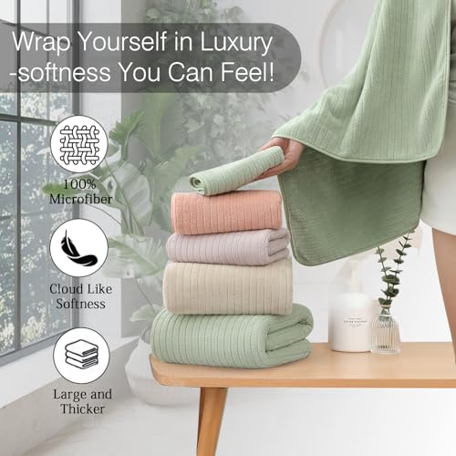 18 Piece Family Bath Towel Set Include 6 Bath Towels,6 Hand Towels and 6 Washcloths Soft Bathroom Towel with Hanging Loops,Highly Absorbent Quick Dry Towels Set for Bathroom,Hotel and Spa-Green - color: Green, size: 18-Piece Set