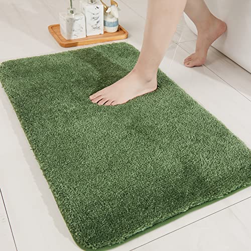 COSY HOMEER Bath Rugs for Bathroom Extra Thick- Anti-Slip Bath Mats Soft Plush Yarn Shaggy 100% Strong Mirco Polyeste Mat Living Room Bedroom Mat Floor Water Absorbent(Green,24x36 - Inches) - color: Green, size: 2' X 3' (Rectangular)