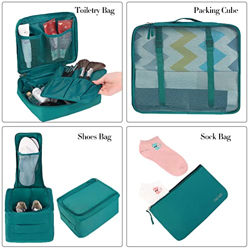BAGAIL 8 Set Packing Cubes Luggage Packing Organizers for Travel Accessories-Aqua Color - color: Aqua Color, size: 8 Set
