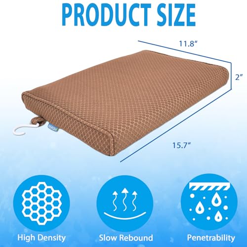 AEROiVi Shower Seat Cushion, Shower Chair Cushion for Transfer Benches in Bathtub, Cushion for Sauna, 3D Mesh Pad with Hook, Slip-Resistant, Design for Elderly, Senior, Handicap Disabled - size: Brown