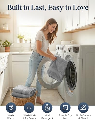LANE LINEN 100% Cotton Turkish Towel Set for Bathroom - 16 Piece - Super Soft, Quick Dry & Highly Absorbent - 4 Bath, 8 Wash Cloths, 4 Hand Towels - Hotel Quality, Durable & Oeko-TEX Certified - Grey - color: 01: Space Grey