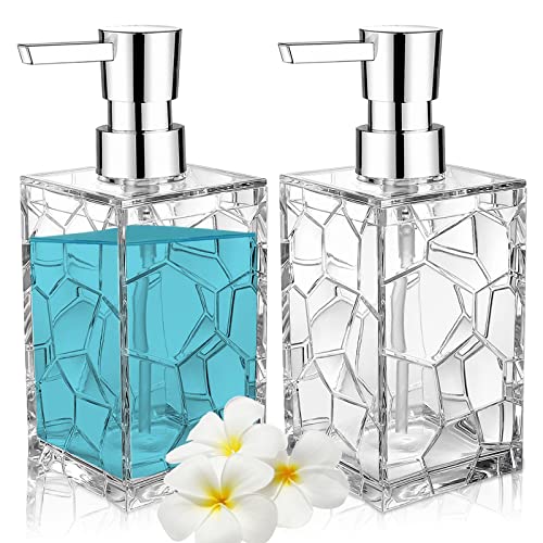 YAUKPH 2 Pack Clear Rust Proof Soap Dispenser | Acrylic material for bathroom and kitchen countertops - color: 2 Pack Clear