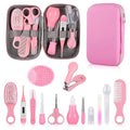 Baby Grooming Kit, Infant Safety Care Set with Hair Brush Comb Nail Clipper Nasal Aspirator,Baby Essentials Kit for Newborn Girls Boys (Pink Baby Grooming kit) - style: Pink Kit+Pink Brush