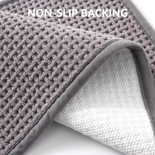 Bathroom Rugs Non Slip Washable, Super Absorbent Thin Bath Mat for Small Quick Dry Low Pile Bathroom Rug, (Light Gray, 47″x20″) - color: Light Gray, size: 1'8" x 3'11" (47″x20″)