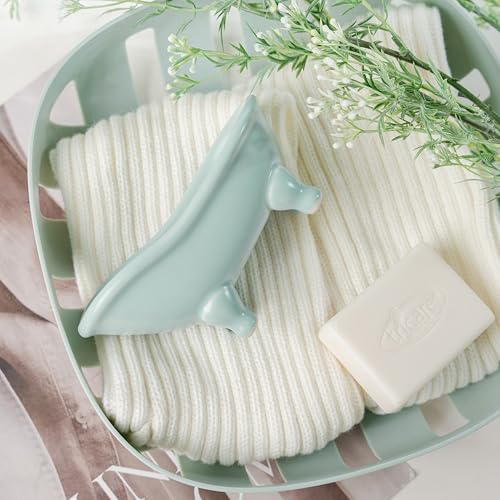 5.6" Ceramic Mini Bathtub Soap Dish Decortative Clawfoot Bathroom Soap Dish (Green) - color: Green