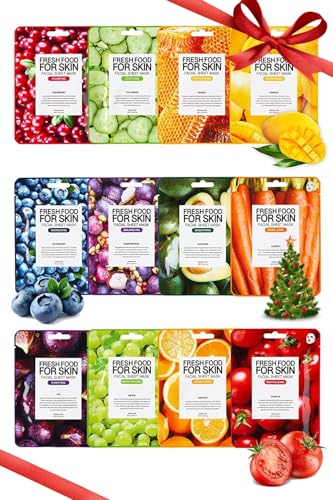 FARMSKIN Facial Sheet Mask - Hydrating, Moisturizing, Clarifying, Soothing Face Masks for Oily, Dry & Sagging Skin - Breathable & Fast-Absorbing - Vegan & Cruelty-Free Korean Skin Care (12 Packs)