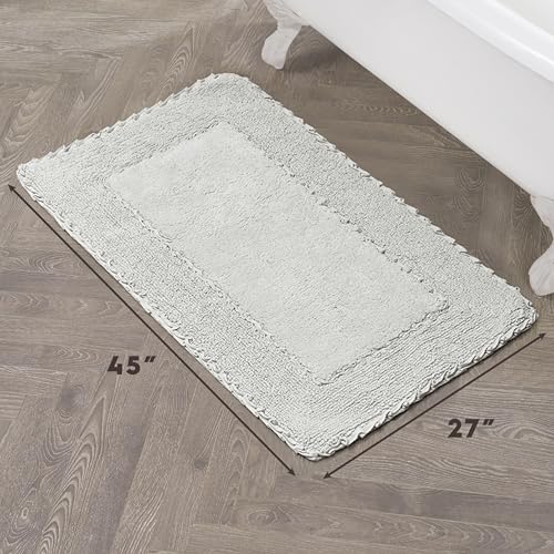 Laura Ashley Ruffle Border Light Grey 27"x 45" 100% Cotton Bath Rug - color: Light Grey, size: 2'3" x 3'9" (Rectangular)