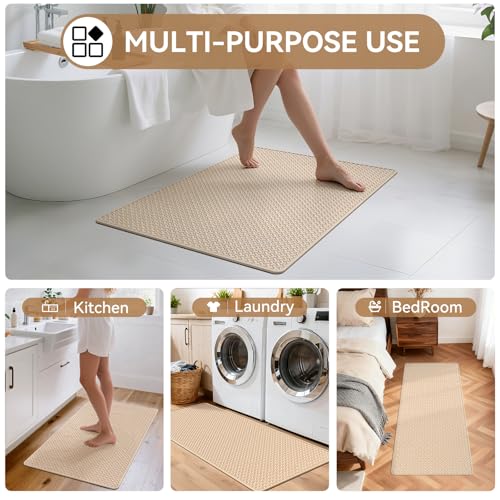 YDKGL Bathroom Runner Non Slip, Extra Soft Absorbent Quick Dry Bath Mats, Foam Weave Texture Thin Bath Rugs Washable with Rubber Backing, 20" x 59“ - color: Brown, size: 20"x 59"