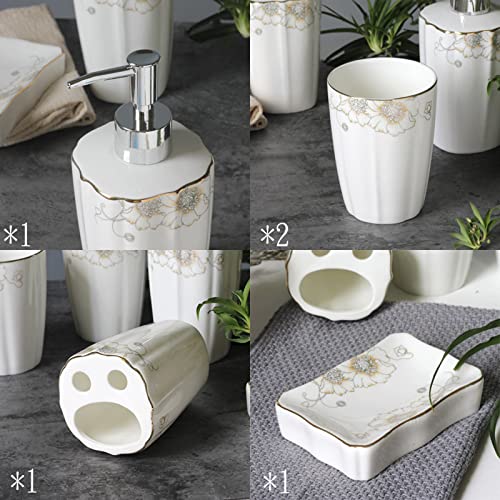 Bathroom Accessories Set 5 Pcs, Soap Dispenser, Toothbrush Holder, Bathroom Tumbler, Soap Dish Modern Bathroom Decor Housewarming Gift - color: Silver
