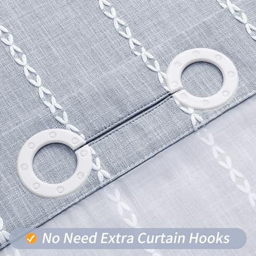MitoVilla No Hooks Needed Farmhouse Shower Curtain with Snap-in Liner - with Window & Magnets, Boho Cotton Linen Fabric Shower Curtains with Tassels for Rustic Bathroom Decor, Blue, 72 x 74 - color: Blue - Win