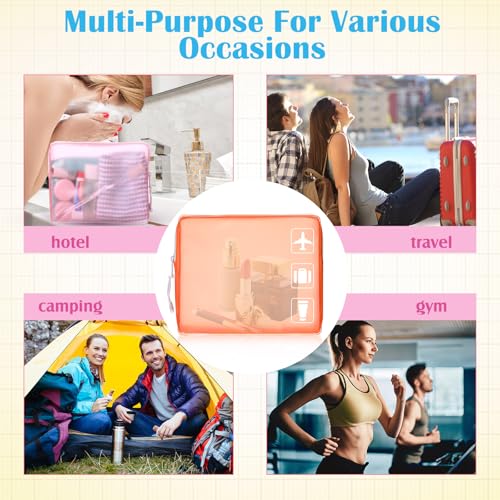 8 Pack TSA Approved Travel Toiletry Bags Frosted Translucent Leak-proof Cosmetic Makeup Bags for Women Men Travel Organizer Airport Security(Pastel,8.5 x 6.3 x 2.9 Inch) - color: Pastel, size: 8.5 x 6.3 x 2.9 Inch